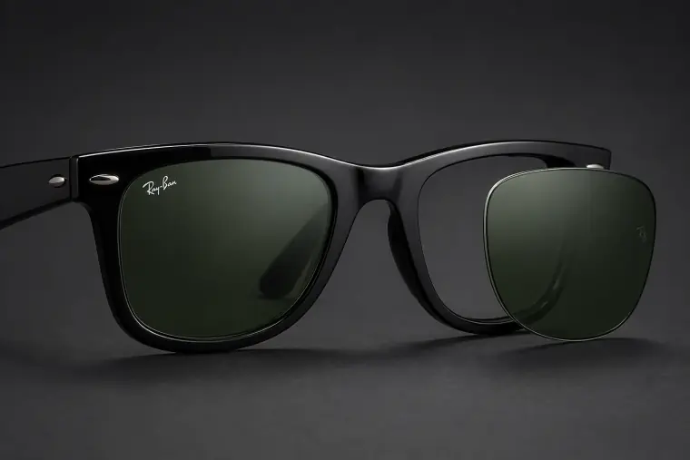 Lente Ray-Ban alineada con el frontal de la montura
