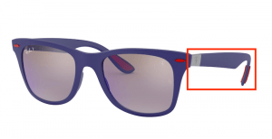 Patillas originales Ray-Ban RB4195M Ferrari, color F604 · Mate azul oscuro