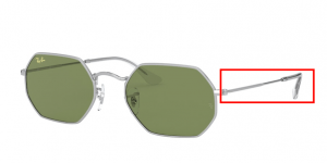 Patillas originales Ray-Ban RB3556 Octagonal, color 9198 · Plata