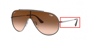 Patillas originales Ray-Ban RB3597 Wings, color 004/13 · Gunmetal
