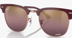Lentes originales Ray-Ban RB3716 Clubmaster Metal, color G9 · Oro/rojo polarizado