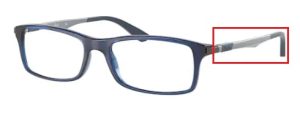 Patillas originales Ray-Ban RB7017, color 5752 · Trasparent azul
