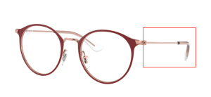 Patillas originales Ray-Ban RB1053 Vista Junior, color 4077 · Mate bordeaux sobre rosa oro