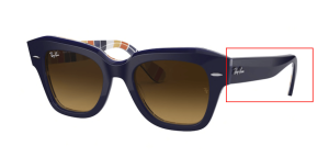 Patillas originales Ray-Ban RB2186 State Street, color 1320 · Azul sobre stripes naranja/azul