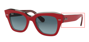Patillas originales Ray-Ban RB2186 State Street, color 1296 · Rojo sobre transparente gris