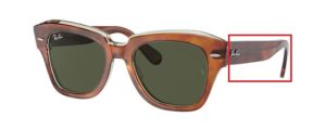 Patillas originales Ray-Ban RB2186 State Street, color 1325 · Habana over transparente verde