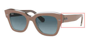 Patillas originales Ray-Ban RB2186 State Street, color 1297 · Beige sobre transparente