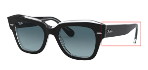 Patillas originales Ray-Ban RB2186 State Street, color 1294 · Negro sobre transparente