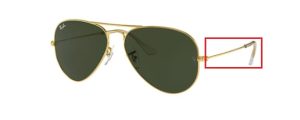 Patillas originales Ray-Ban RB3025 Aviador Piloto, color 001 · Oro