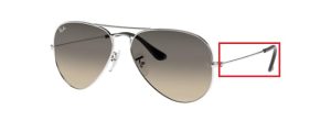 Patillas originales Ray-Ban RB3025 Aviador Piloto, color 003 · Plata