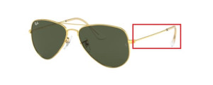 Patillas originales Ray-Ban RB3044 Aviator Small Metal, color L0207 · Golden