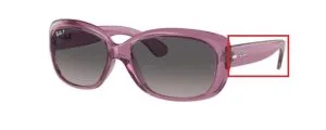 Patillas originales Ray-Ban RB4101 Jackie Ohh, color 6591 · Transparente violeta