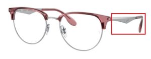 Patillas originales Ray-Ban RB6396 Vista, color 3131 · Transparente rojo sobre plata
