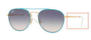 Patillas originales Ray-Ban RB3589, color 9057 · Oro superior sobre azul claro