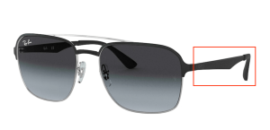 Patillas originales Ray-Ban RB3570, color 9004 · Plata superior negro