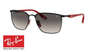Patillas originales Ray-Ban RB3673M Ferrari, color F041 · Negro mate