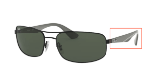 Patillas originales Ray-Ban RB3527, color 006 · Negro mate