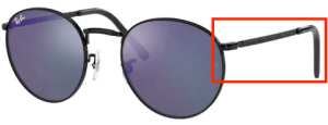 Patillas originales Ray-Ban RB3637 New Round, color 002 · Negro