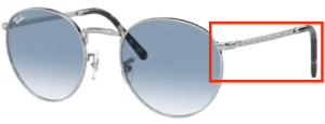Patillas originales Ray-Ban RB3637 New Round, color 003 · Plata