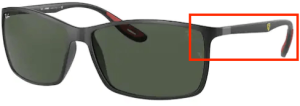 Patillas originales Ray-Ban RB4179M Ferrari, color F602 · Ferrari negro mate