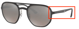 Patillas originales Ray-Ban RB4321CH, color 601S · Negro mate
