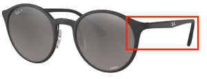 Patillas originales Ray-Ban RB4336CH, color 601S · Negro mate