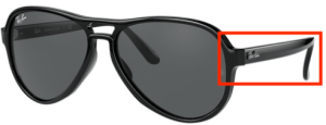 Patillas originales Ray-Ban RB4355 Vagabond, color 601 · Negro