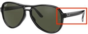 Patillas originales Ray-Ban RB4355 Vagabond, color 6545 · Negro