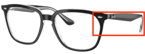 Patillas originales Ray-Ban RB4362V Vista, color 2034 · Superior negro sobre transparente