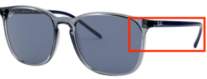 Patillas originales Ray-Ban RB4387, color 6399 · Transparente azul