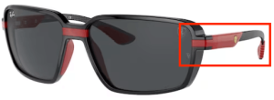 Patillas originales Ray-Ban RB8360M Ferrari, color F601 · Ferrari negro brillo