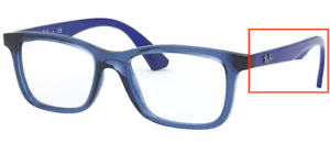 Patillas originales Ray-Ban RB1562 Vista Junior, color 3686 · Azul transparente