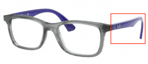 Patillas originales Ray-Ban RB1562 Vista Junior, color 3745 · Transparente gris