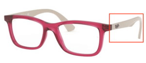 Patillas originales Ray-Ban RB1562 Vista Junior, color 3747 · Transparente cherry