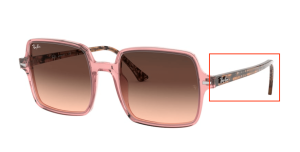 Patillas originales Ray-Ban RB1973 Square II, color 1282 · Transparente rosa