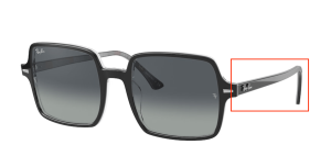 Patillas originales Ray-Ban RB1973 Square II, color 1318 · Negro sobre chevron gris/burgundy