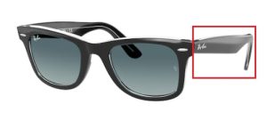 Patillas originales Ray-Ban RB2140 Wayfarer, color 1294 · Negro sobre transparente