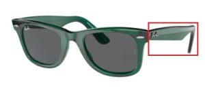 Patillas originales Ray-Ban RB2140 Wayfarer, color 6615 · Transparente verde