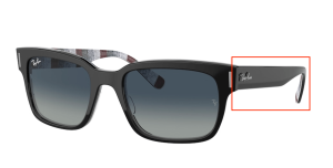 Patillas originales Ray-Ban RB2190 Jeffrey, color 1318 · Negro sobre chevron gris/burgundy