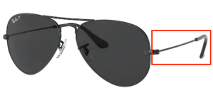 Patillas originales Ray-Ban RB3025 Aviador Piloto, color 002 · Negro