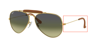 Patillas originales Ray-Ban RB3422 Aviator Craft, color 001/M9 · Marrón claro leather sobre arista