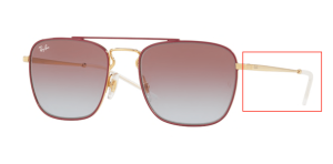 Patillas originales Ray-Ban RB3588, color 9060 · Oro superior sobre bordeaux