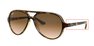 Patillas originales Ray-Ban RB4125 Cats, color 710 · Habana claro
