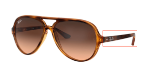Patillas originales Ray-Ban RB4125 Cats, color 820 · Stripped rojo habana