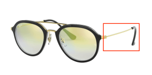 Patillas originales Ray-Ban RB4253, color 6052 · Superior negro sobre transparente