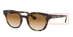 Patillas originales Ray-Ban RB4324, color 710 · Habana claro