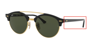 Patillas originales Ray-Ban RB4346 Clubround Doublebridge, color 901 · Negro