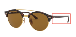 Patillas originales Ray-Ban RB4346 Clubround Doublebridge, color 990 · Rojo habana