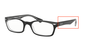 Patillas originales Ray-Ban RB5150 Vista, color 2034 · Superior negro sobre transparente