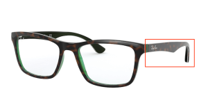 Patillas originales Ray-Ban RB5279 Vista, color 5974 · Habana sobre transparente verde